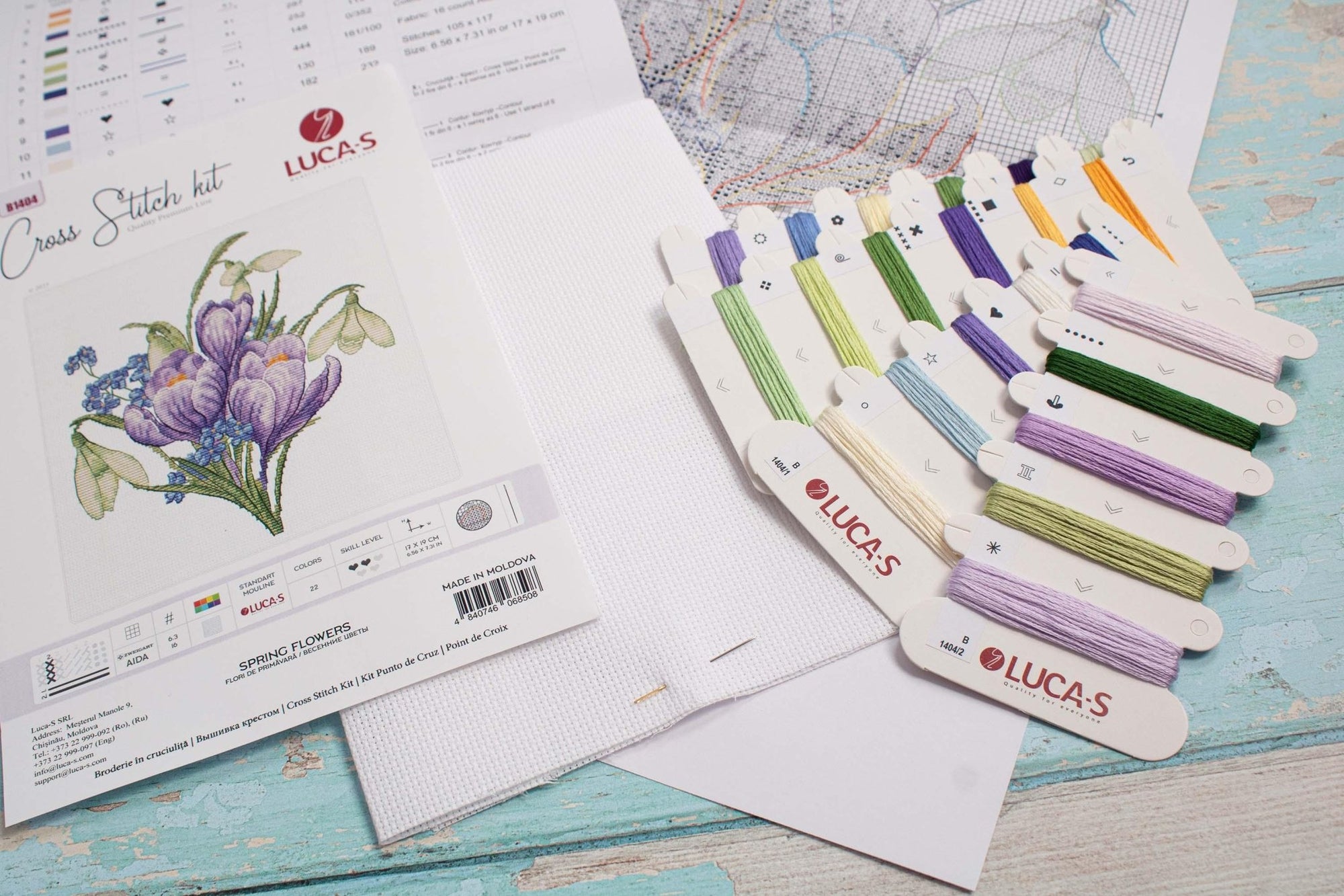 Cross Stitch Kit Luca - S - Spring Flowers, B1404 - Luca - S Yarns