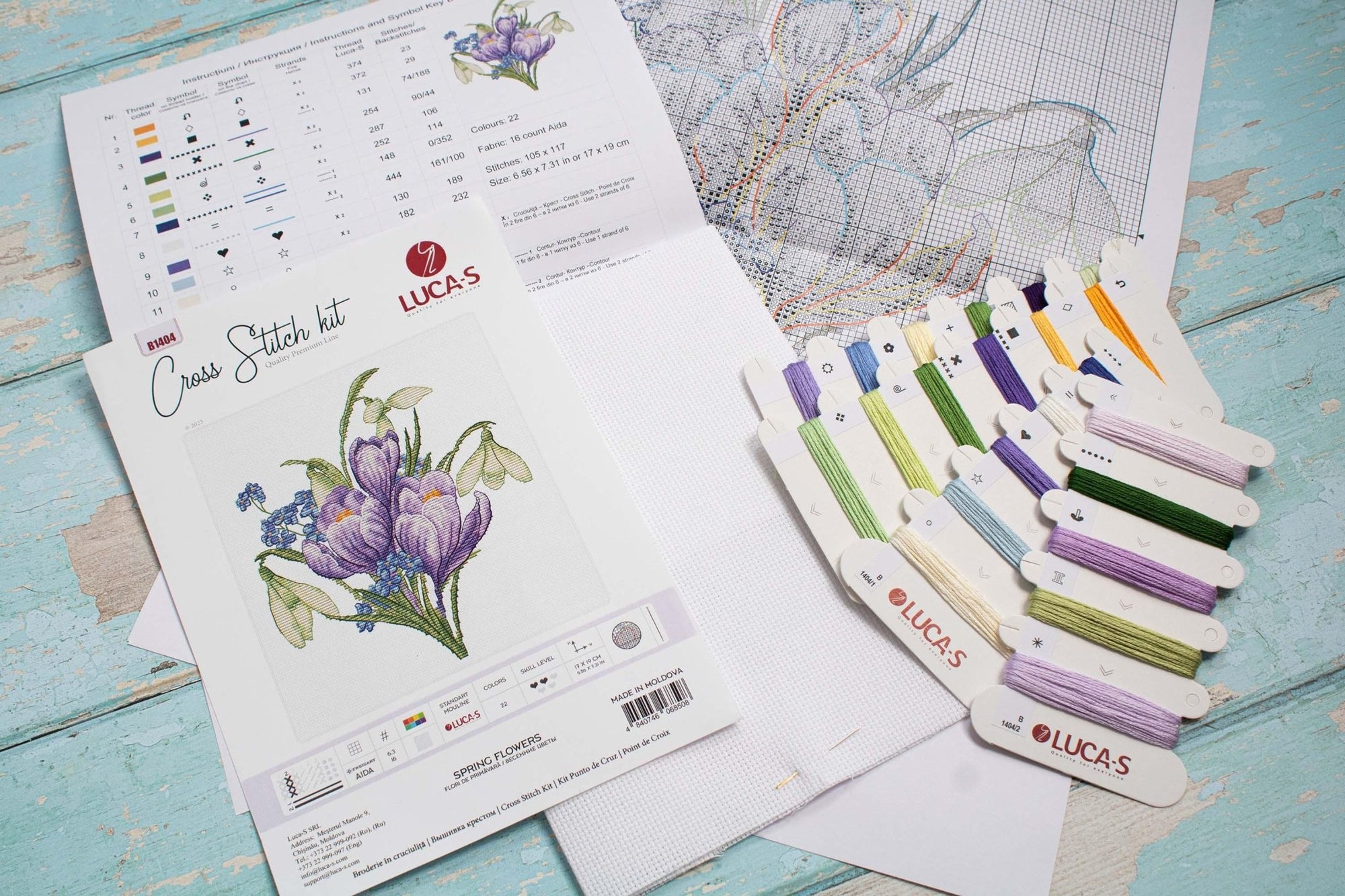 Cross Stitch Kit Luca - S - Spring Flowers, B1404 - Luca - S Yarns