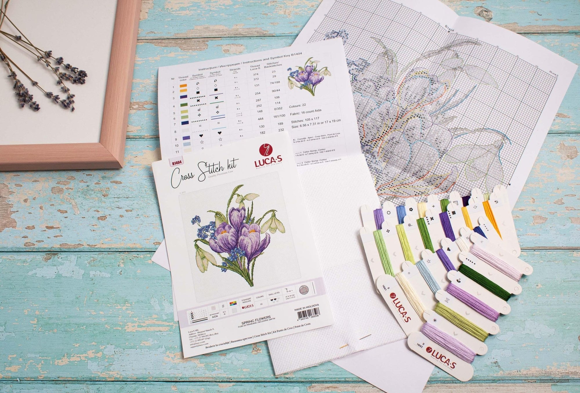 Cross Stitch Kit Luca - S - Spring Flowers, B1404 - Luca - S Yarns