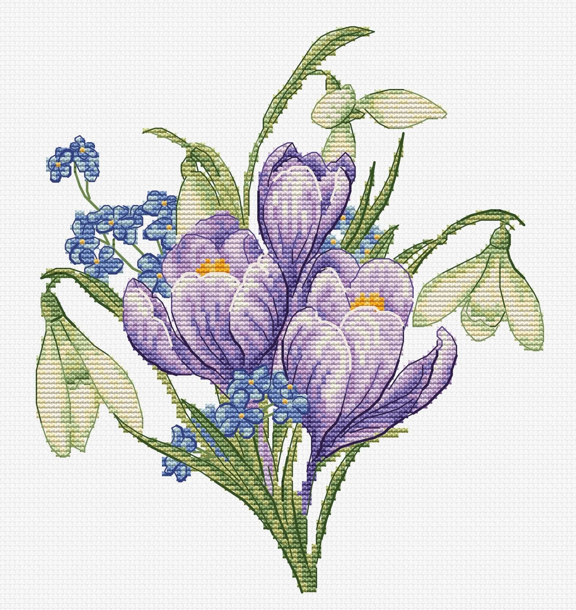 Cross Stitch Kit Luca - S - Spring Flowers, B1404 - Luca - S Yarns