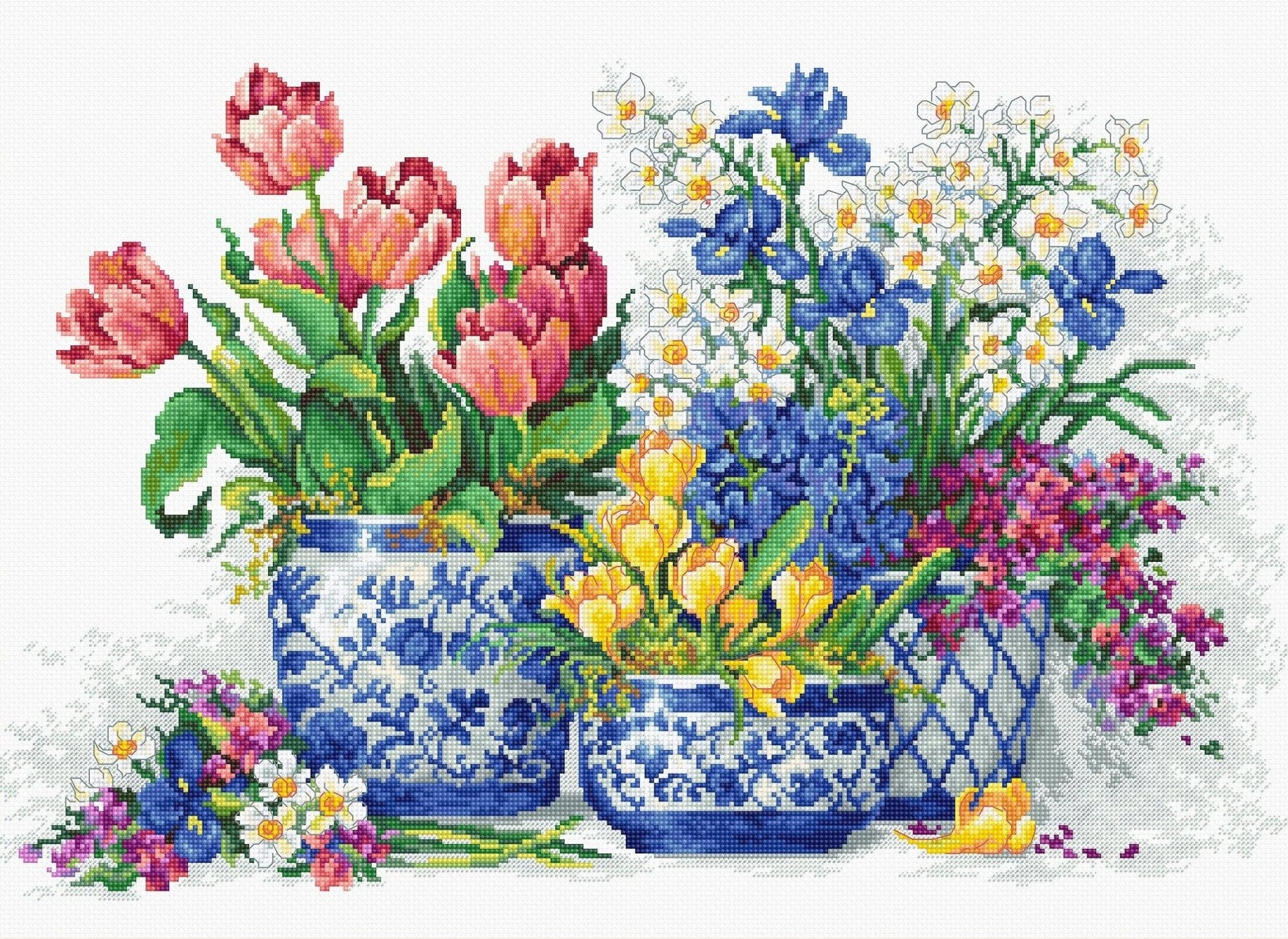 Cross Stitch Kit Luca - S - Spring flowers, B2386 - Luca - S Yarns