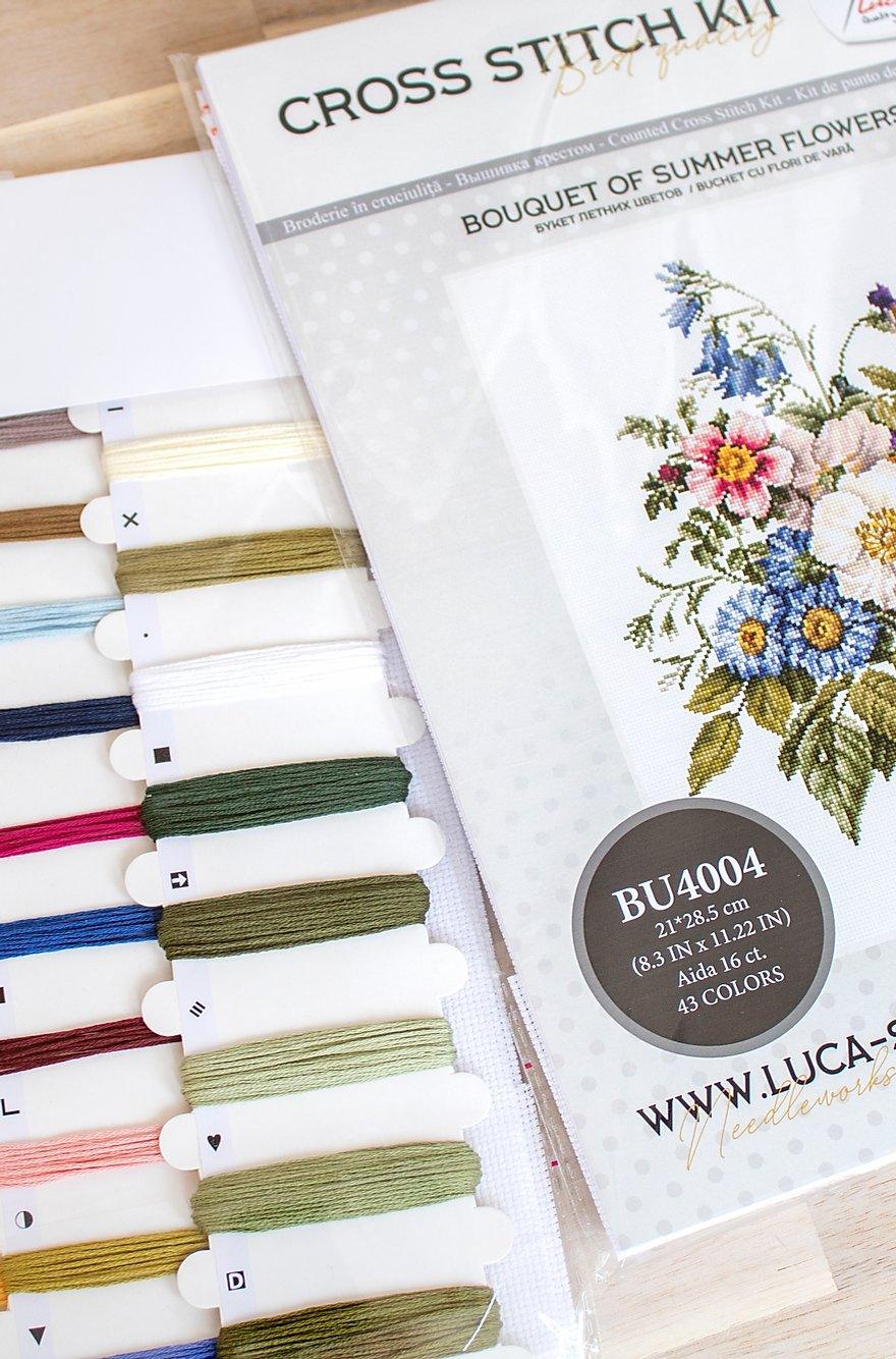 Cross Stitch Kit Luca - S - Summer flower bouquet, BU4004 - Luca - S Yarns