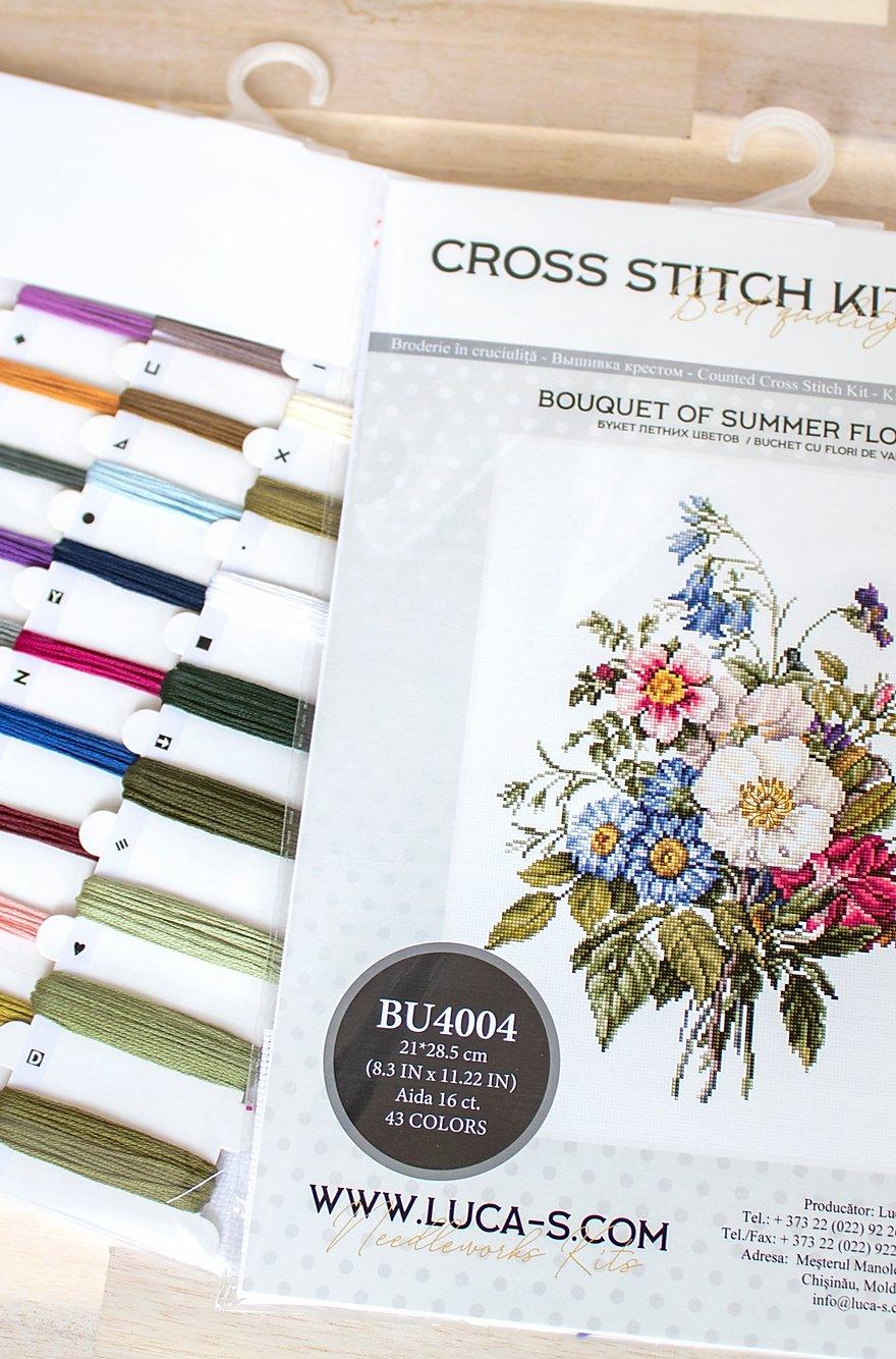 Cross Stitch Kit Luca - S - Summer flower bouquet, BU4004 - Luca - S Yarns
