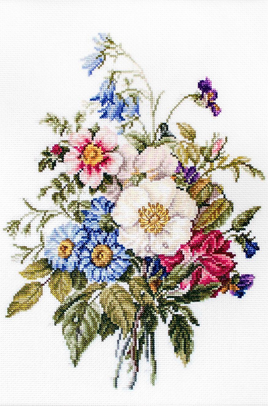 Cross Stitch Kit Luca - S - Summer flower bouquet, BU4004 - Luca - S Yarns