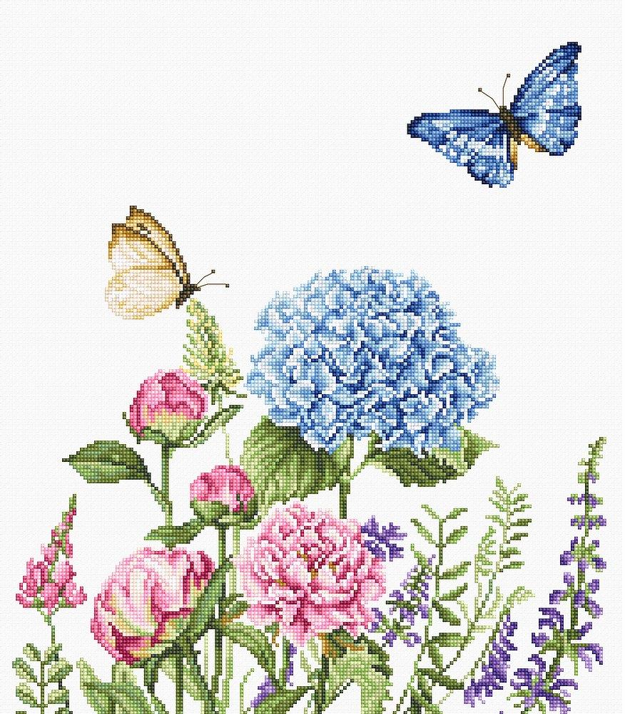 Cross Stitch Kit Luca - S - Summer Flowers and Butterflies - Luca - S Yarns