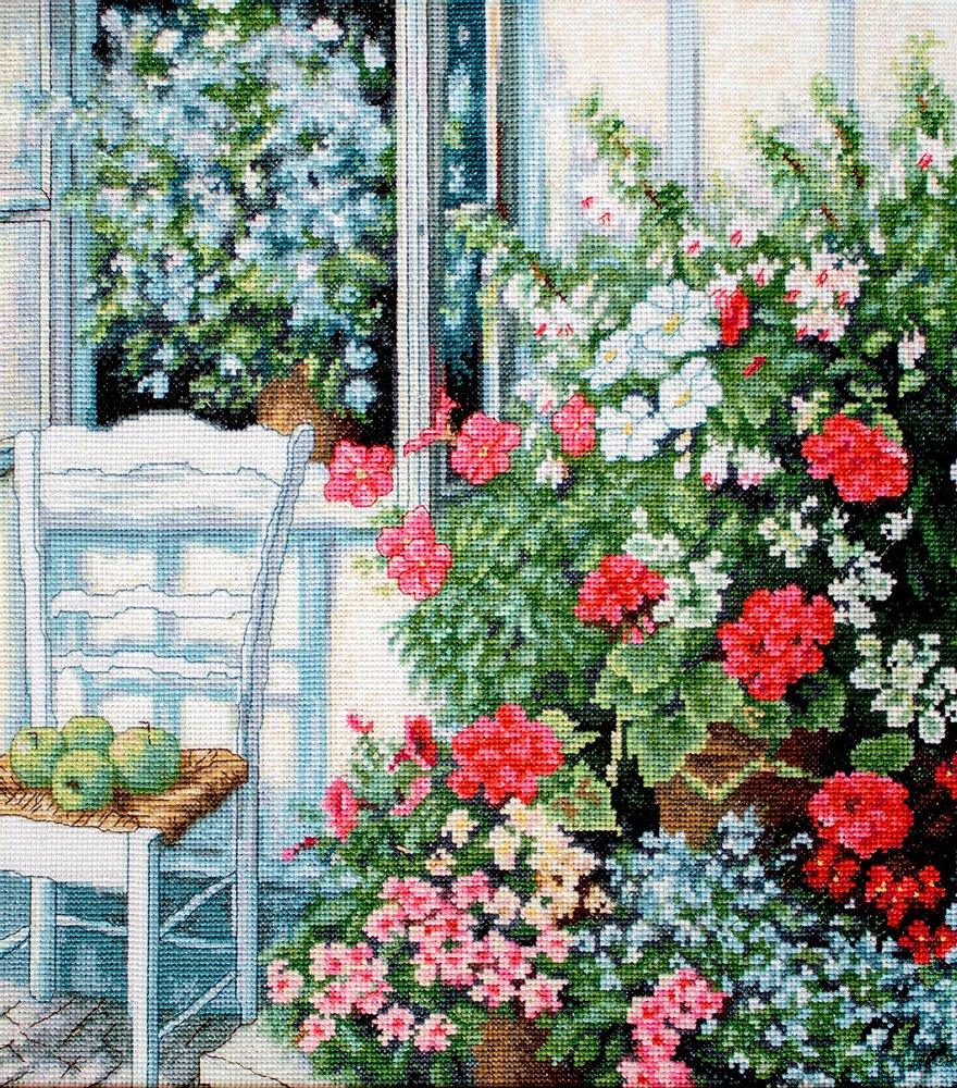 Cross Stitch Kit Luca - S - Terrace with flowers, BU4017 - Luca - S Yarns