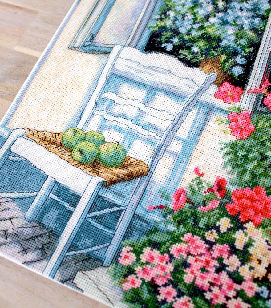 Cross Stitch Kit Luca - S - Terrace with flowers, BU4017 - Luca - S Yarns