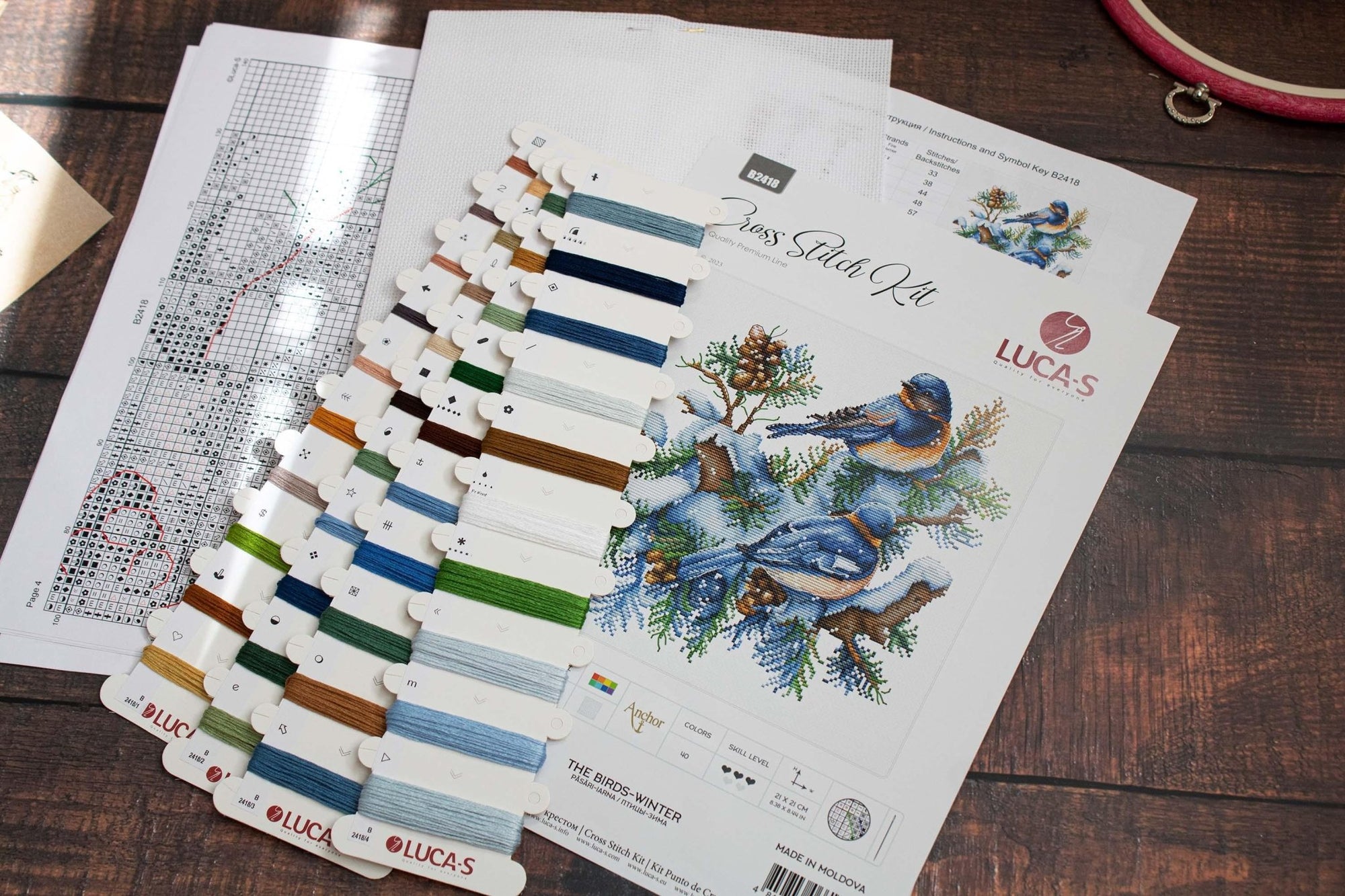 Cross Stitch Kit Luca - S - The Birds - Winter, B2418 - Luca - S Yarns