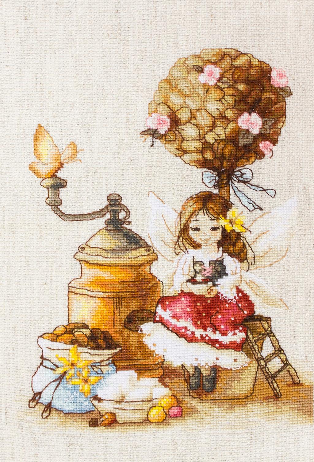 Cross Stitch Kit Luca - S - The coffee fairy, B1132 - Luca - S Yarns