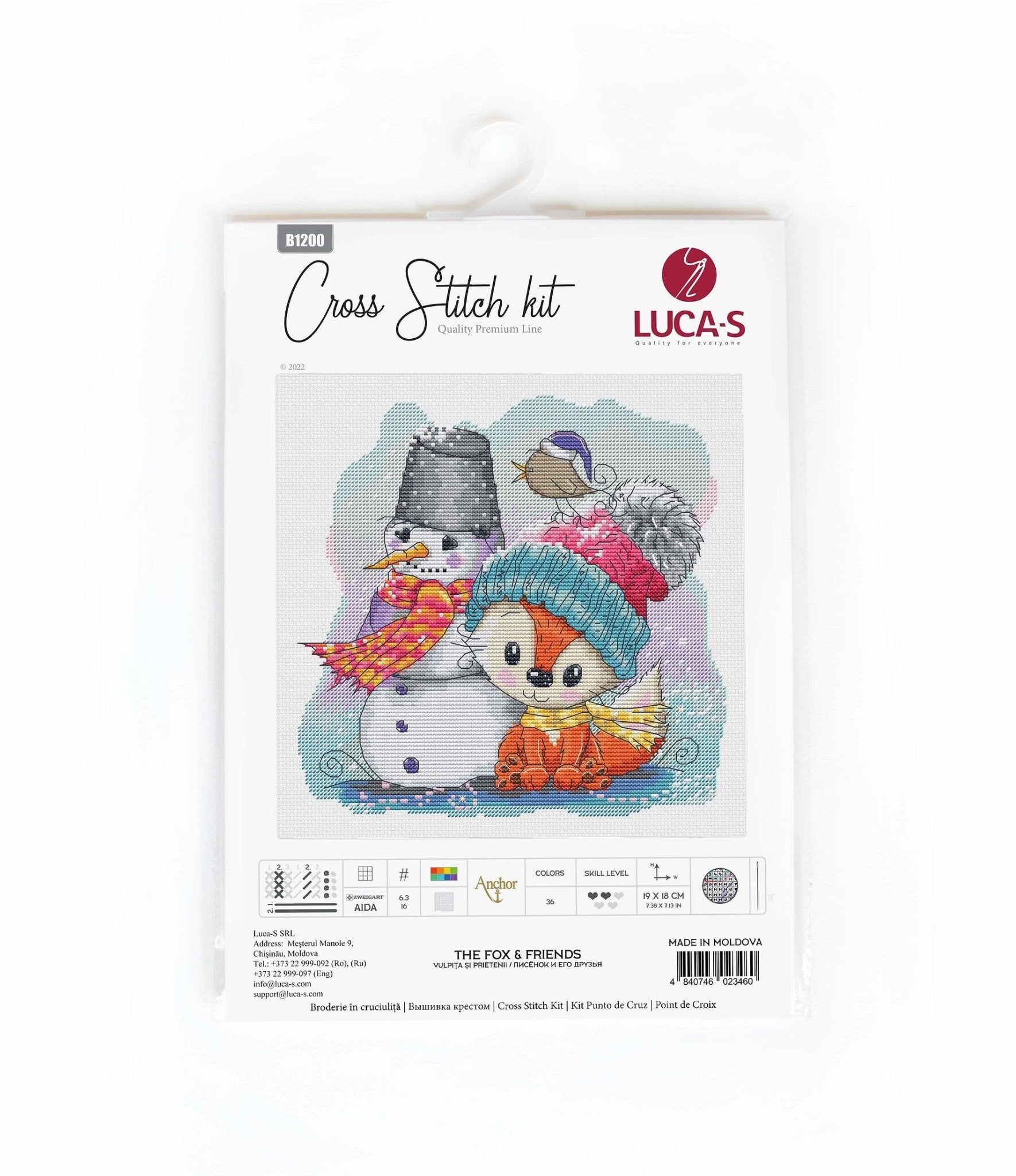 Cross Stitch Kit Luca - S - The fox &amp; Friends, B1200 - Luca - S Yarns