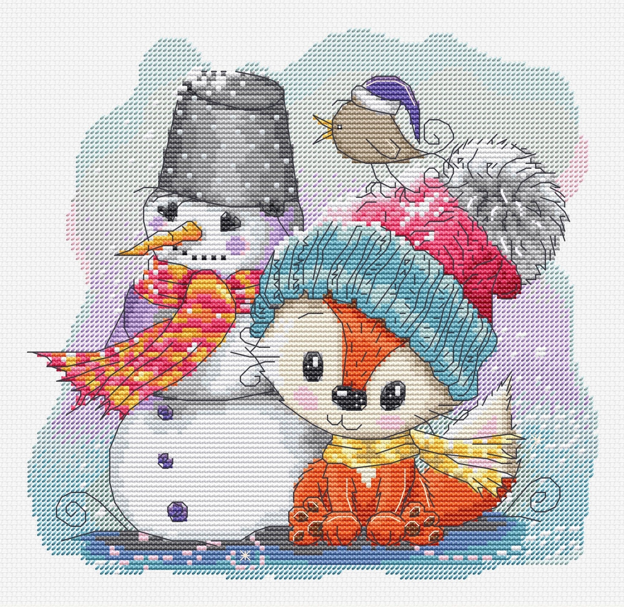 Cross Stitch Kit Luca - S - The fox &amp; Friends, B1200 - Luca - S Yarns