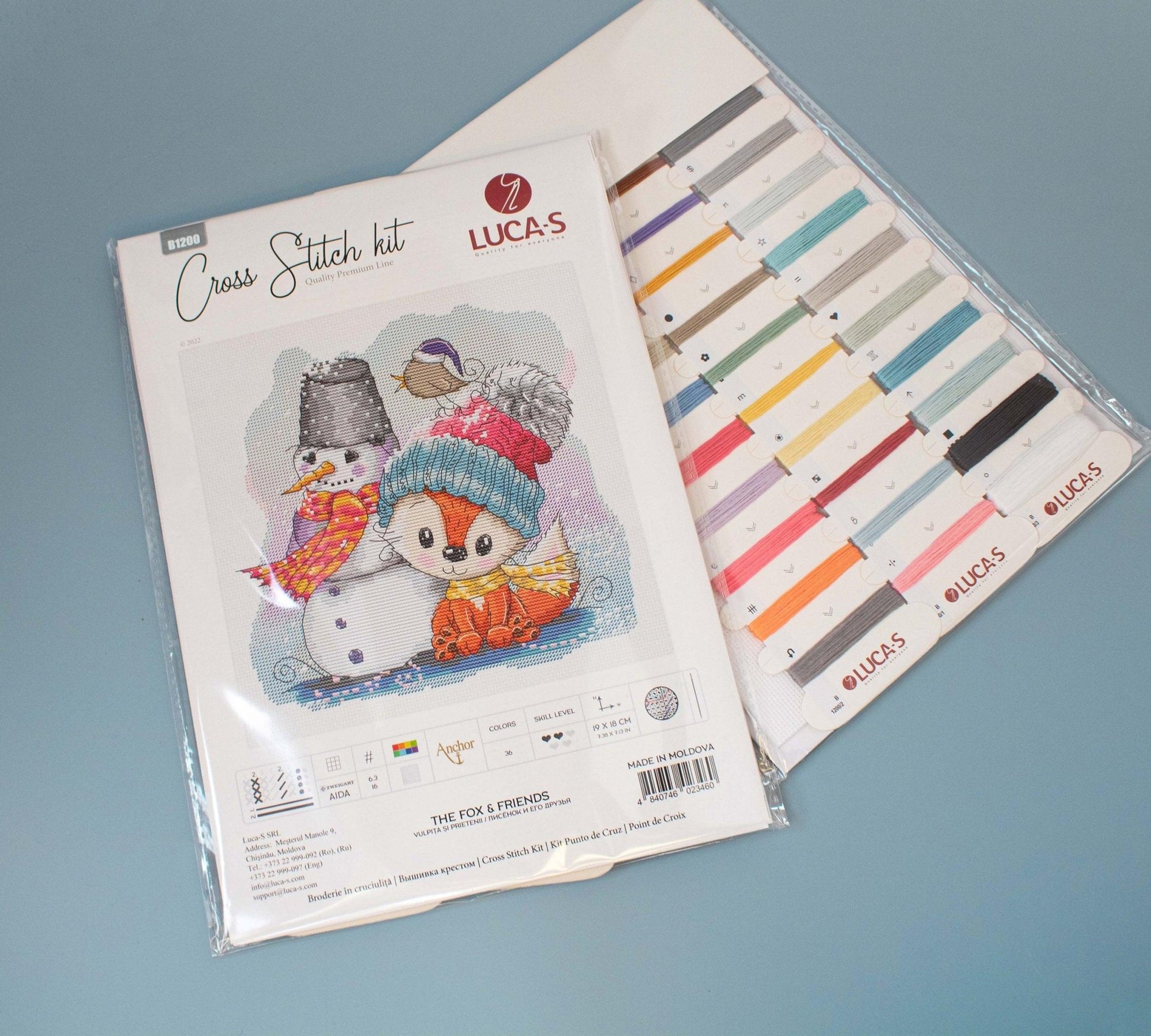 Cross Stitch Kit Luca - S - The fox &amp; Friends, B1200 - Luca - S Yarns