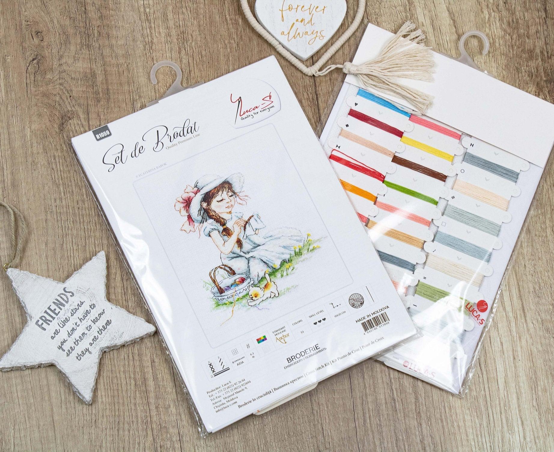 Cross Stitch Kit Luca - S - The girl making cross stitch, B1059 - Luca - S Yarns
