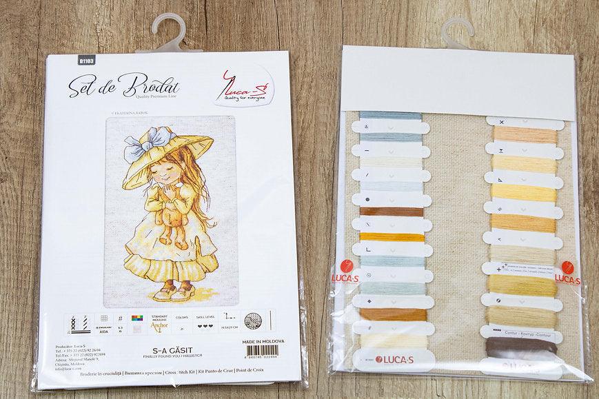 Cross Stitch Kit Luca - S - The girl with a bear, B1103 - Luca - S Yarns