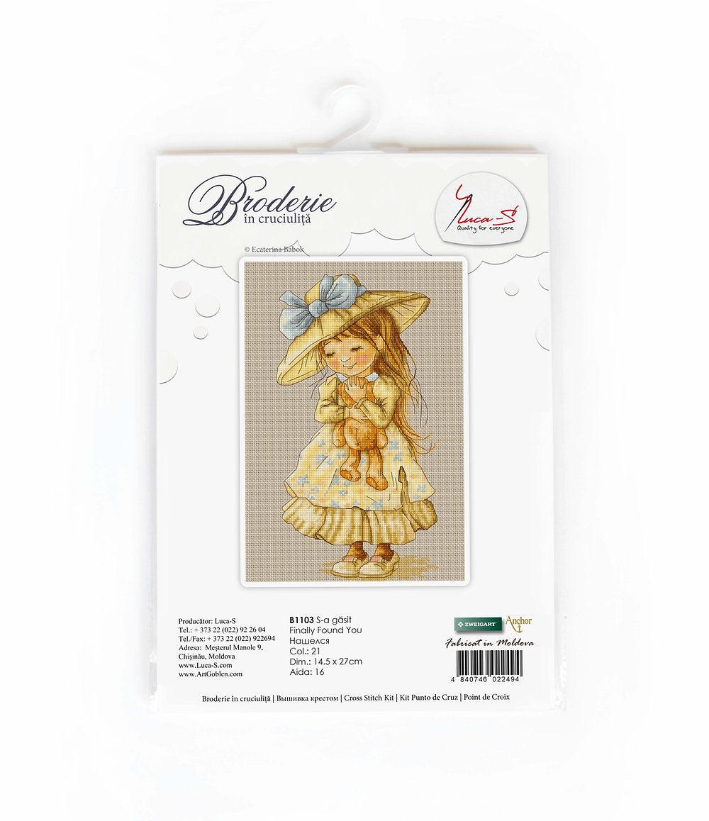 Cross Stitch Kit Luca - S - The girl with a bear, B1103 - Luca - S Yarns
