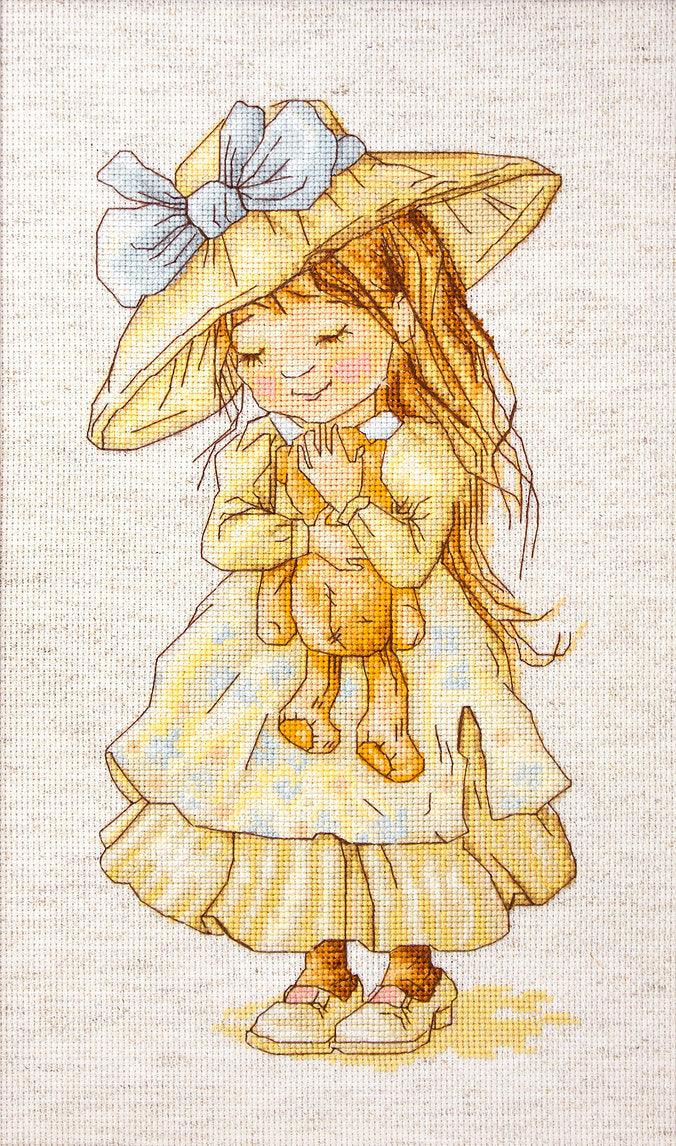 Cross Stitch Kit Luca - S - The girl with a bear, B1103 - Luca - S Yarns