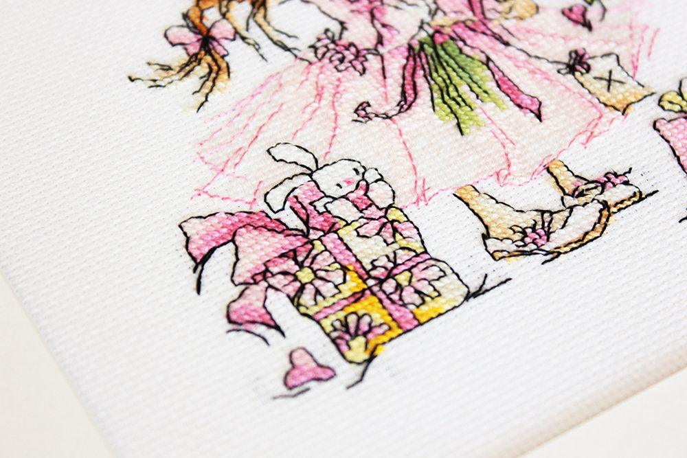 Cross Stitch Kit Luca - S - The Girl with Flowers and Gifts, B1055 - Luca - S Yarns