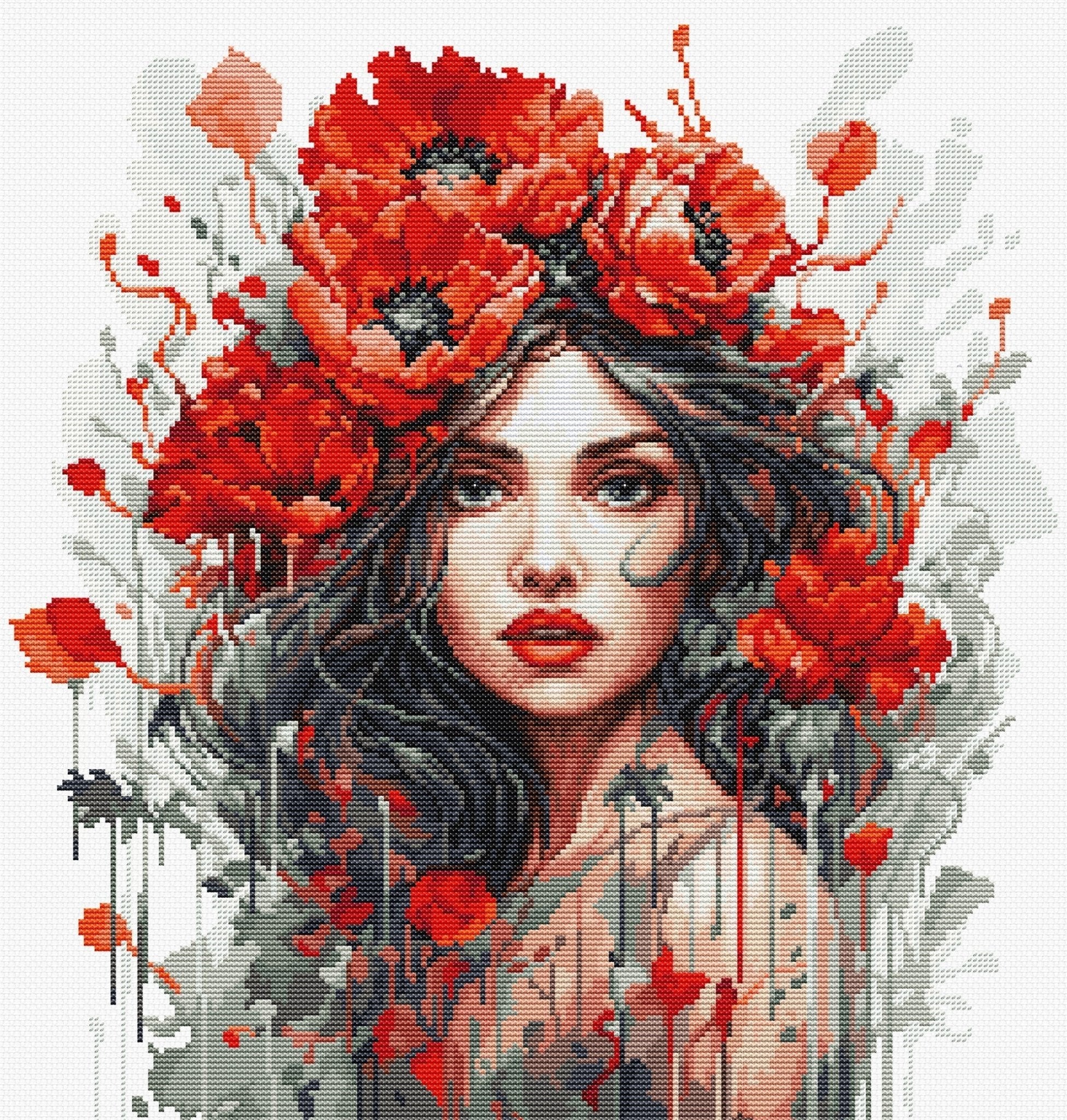 Cross Stitch Kit Luca - S - The Girl With Poppies , BU5063 - Luca - S Yarns