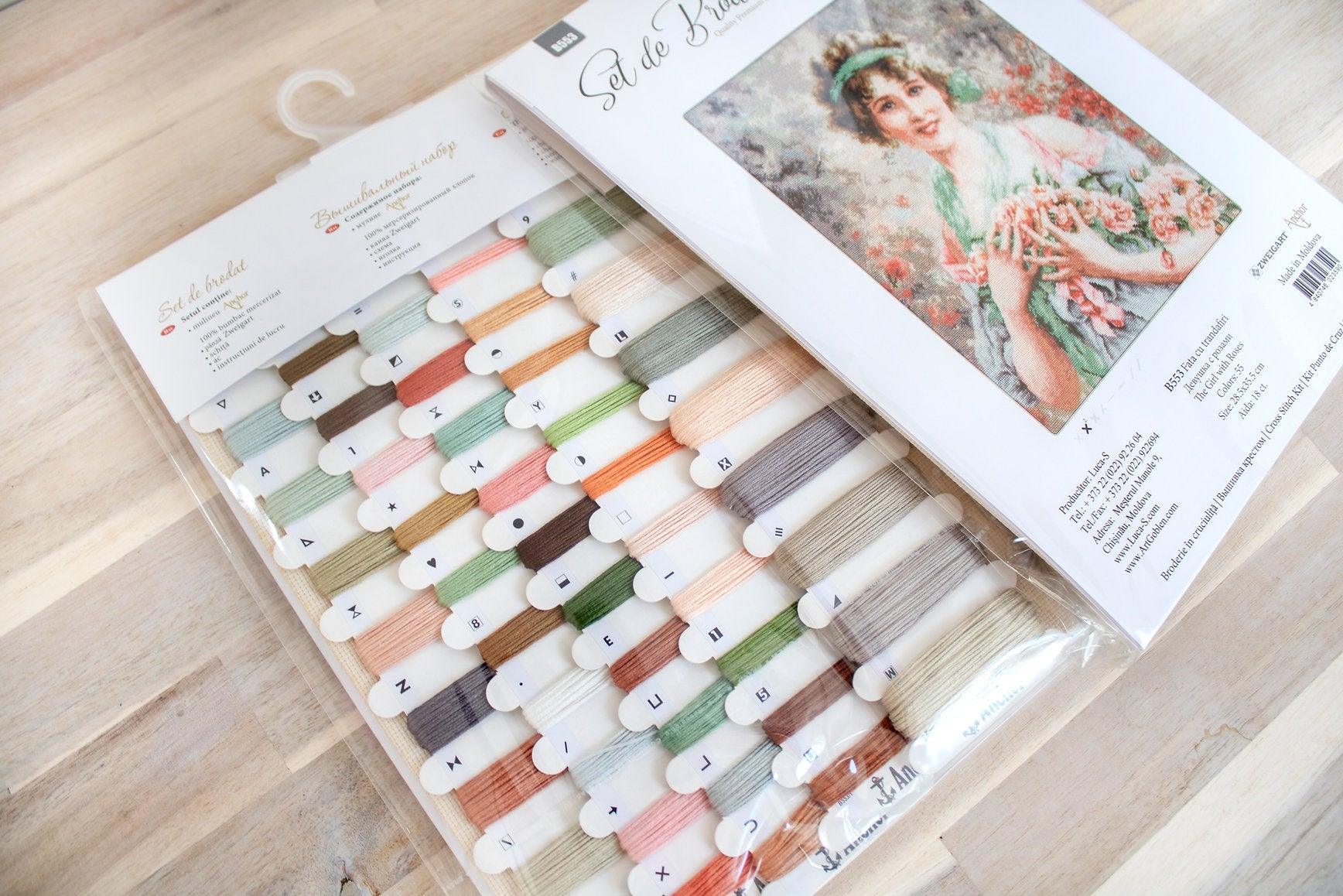 Cross Stitch Kit Luca - S - The girl with the roses, B553 - Luca - S Yarns