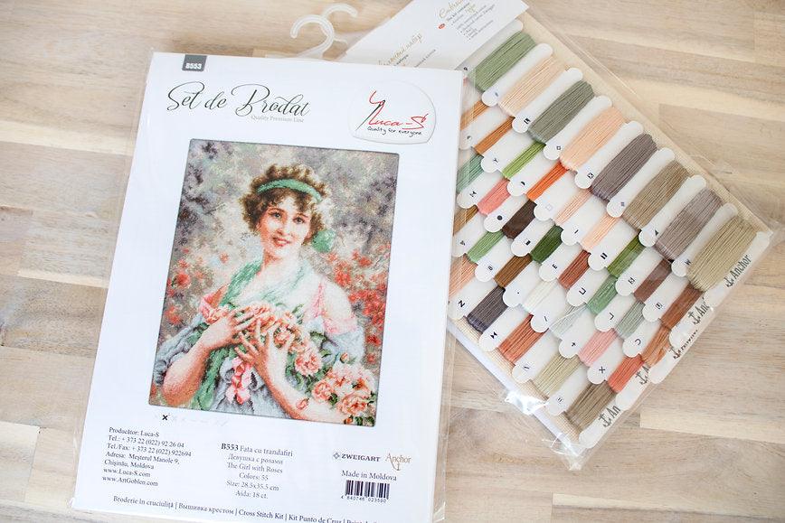 Cross Stitch Kit Luca - S - The girl with the roses, B553 - Luca - S Yarns