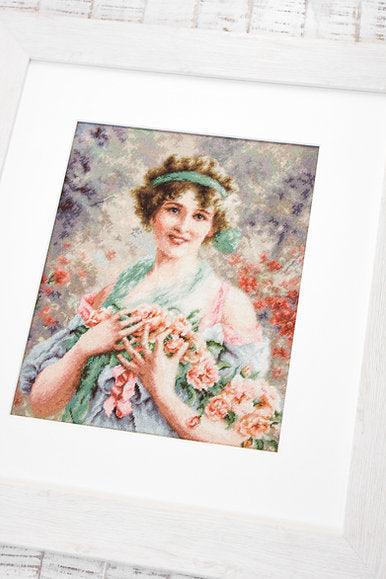 Cross Stitch Kit Luca - S - The girl with the roses, B553 - Luca - S Yarns