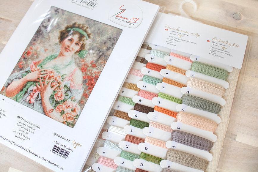 Cross Stitch Kit Luca - S - The girl with the roses, B553 - Luca - S Yarns