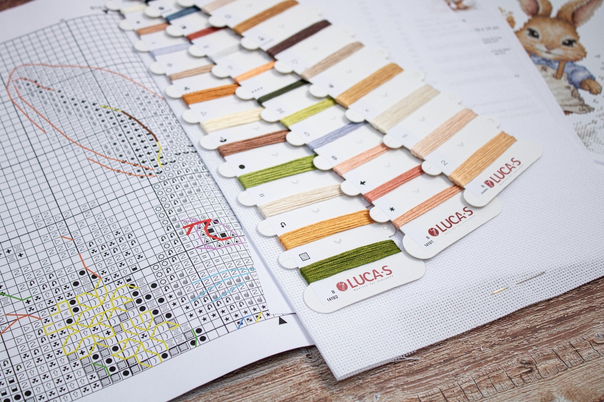 Cross Stitch Kit Luca - S - The Happy Bunny, B1410 - Luca - S Yarns