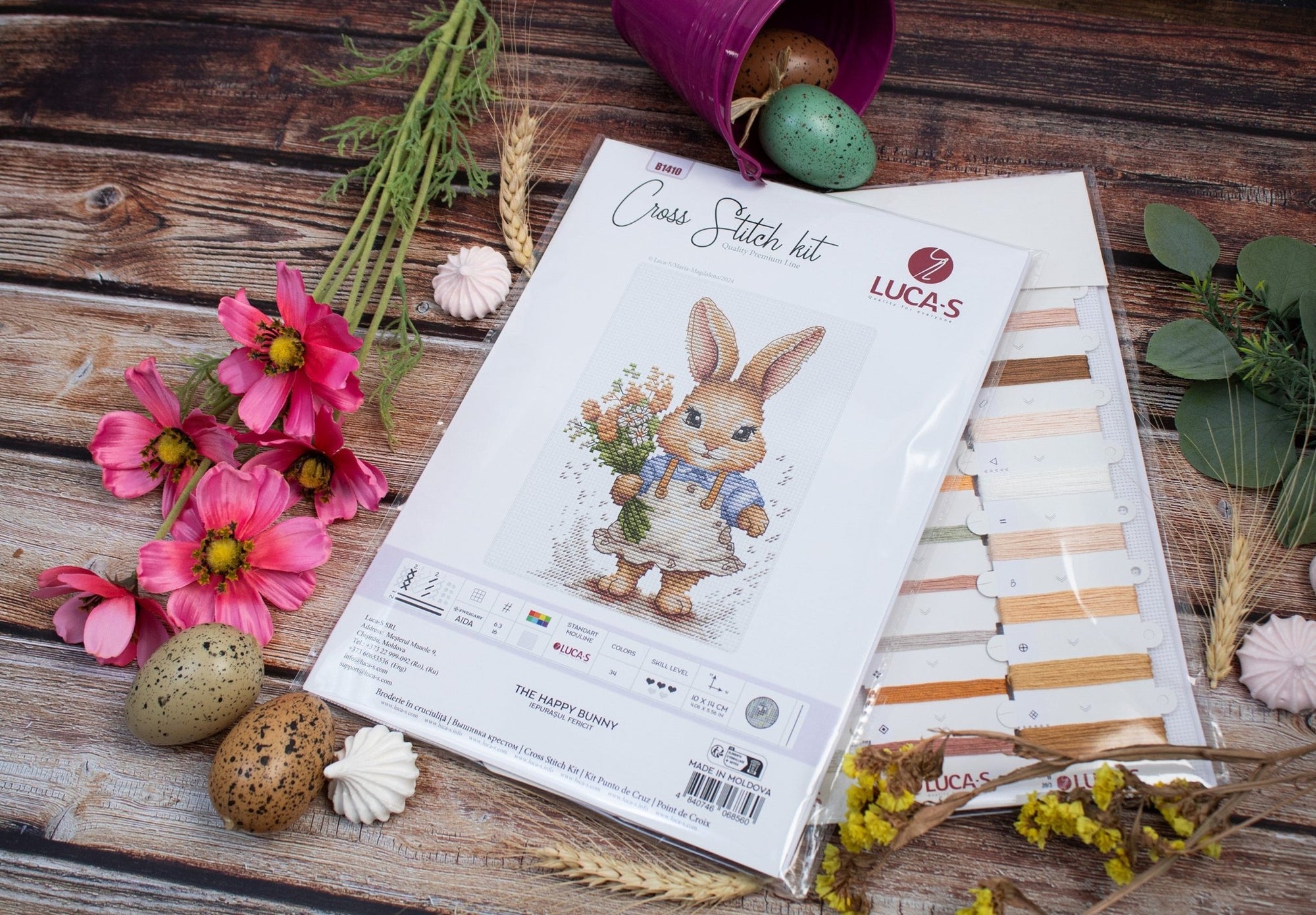 Cross Stitch Kit Luca - S - The Happy Bunny, B1410 - Luca - S Yarns