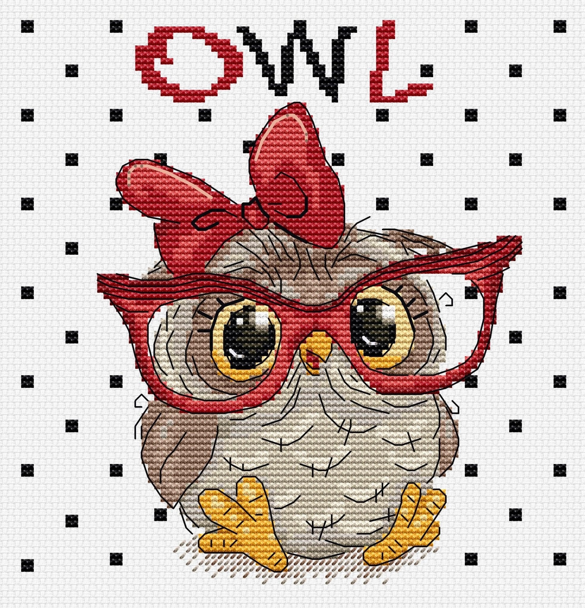 Cross Stitch Kit Luca - S - The Owl With Glasses, B1403 - Luca - S Yarns