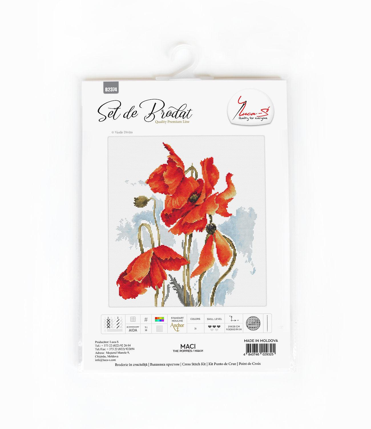 Cross Stitch Kit Luca - S - The Poppies, B2374 - Luca - S Yarns