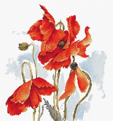 Cross Stitch Kit Luca - S - The Poppies, B2374 - Luca - S Yarns