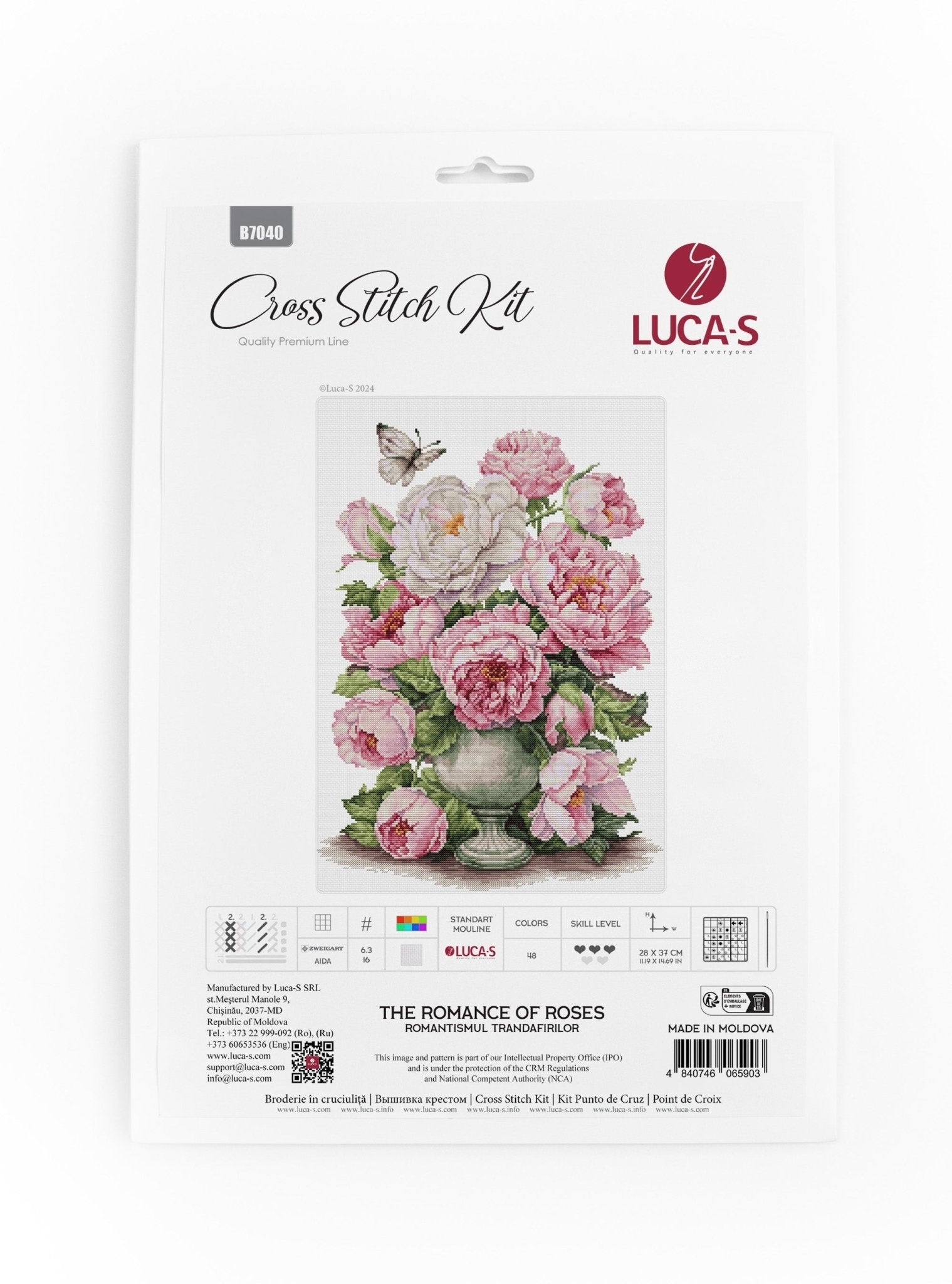 Cross Stitch Kit Luca - S - The Romance of Roses, B7040 - Luca - S Yarns