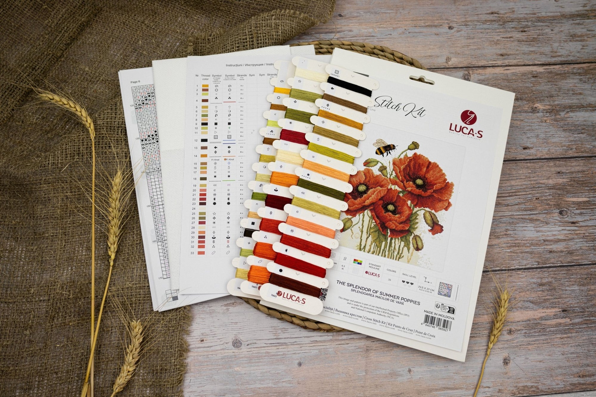 Cross Stitch Kit Luca - S - The Splendor of Summer Poppies, B7042 - Luca - S Yarns