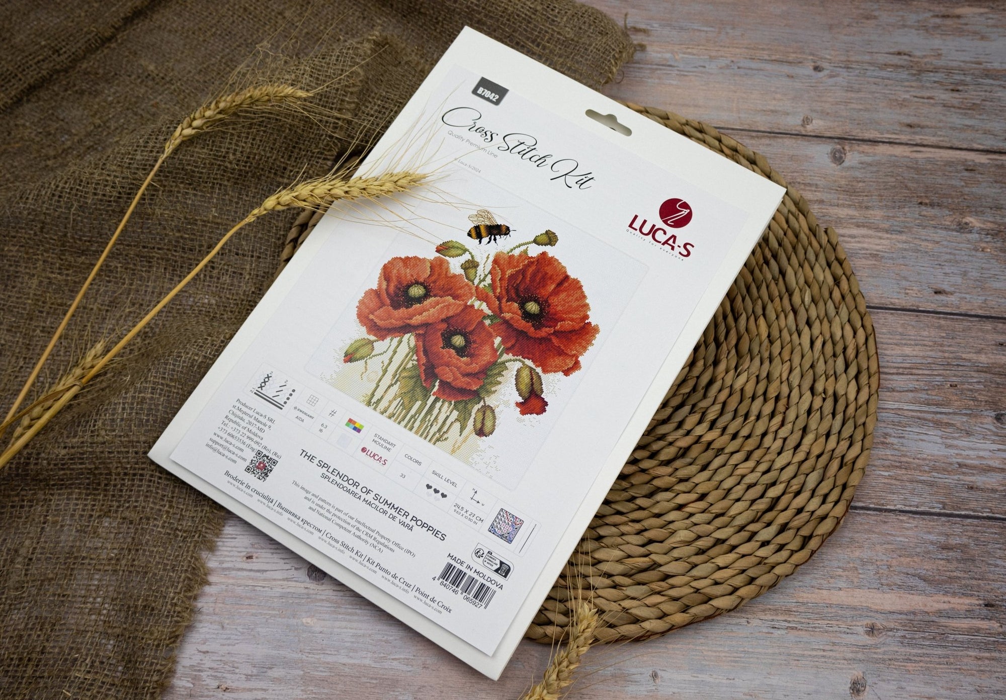 Cross Stitch Kit Luca - S - The Splendor of Summer Poppies, B7042 - Luca - S Yarns