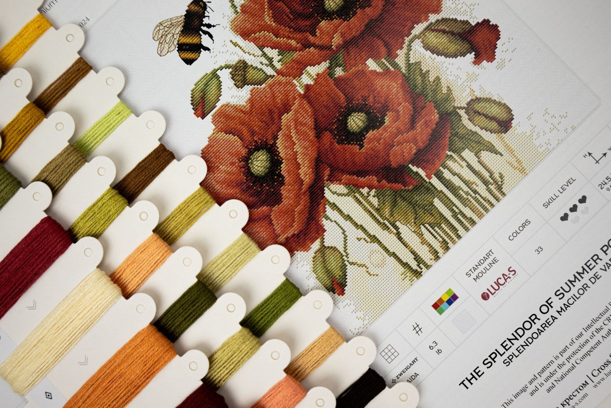 Cross Stitch Kit Luca - S - The Splendor of Summer Poppies, B7042 - Luca - S Yarns