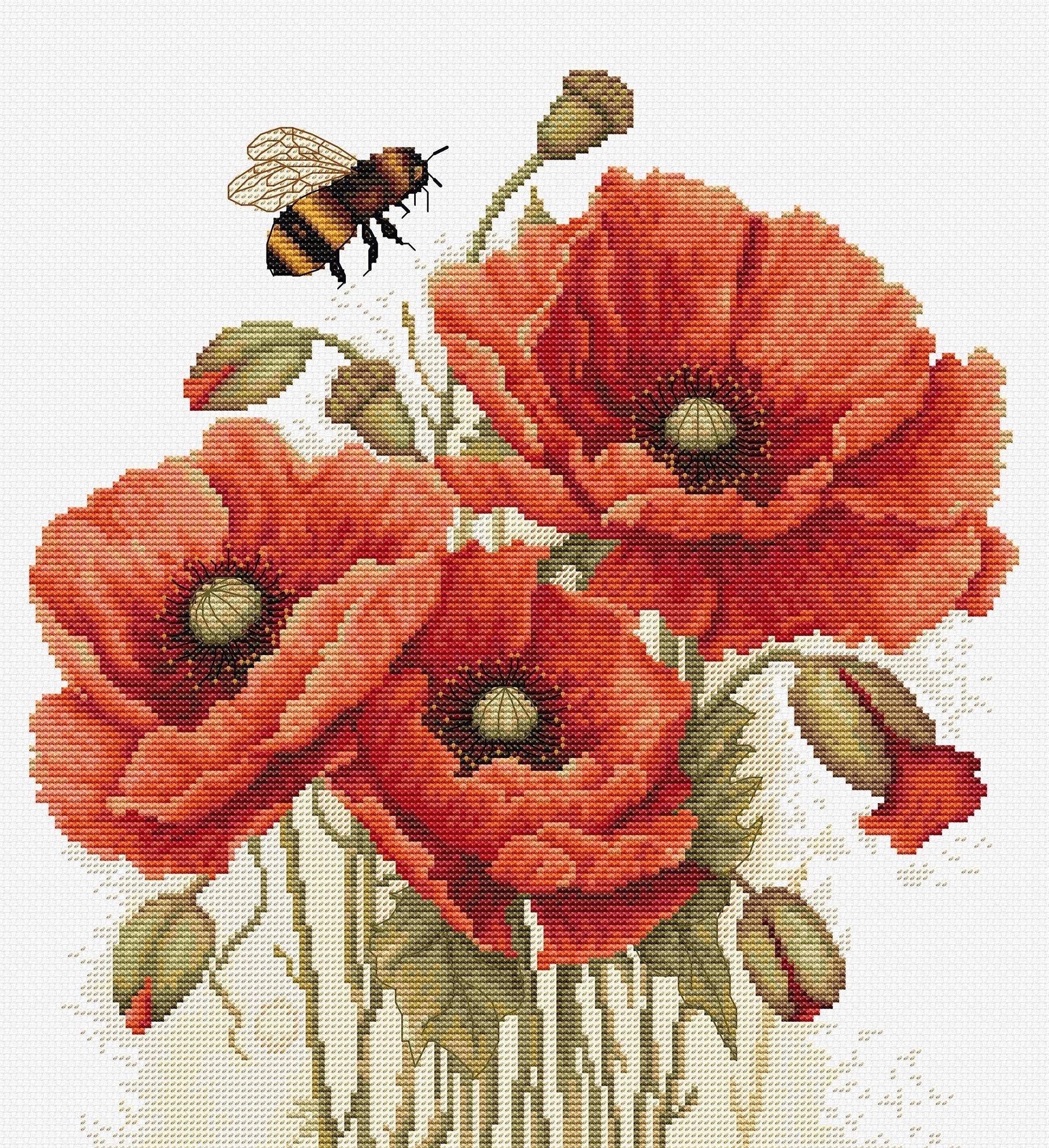 Cross Stitch Kit Luca - S - The Splendor of Summer Poppies, B7042 - Luca - S Yarns