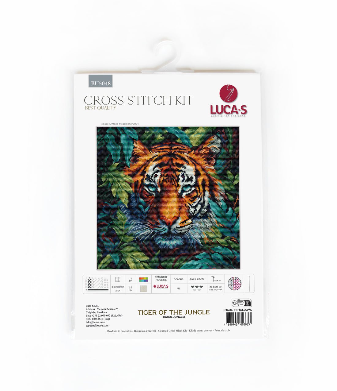 Cross Stitch Kit Luca - S - Tiger of the Jungle, BU5048 - Luca - S Yarns