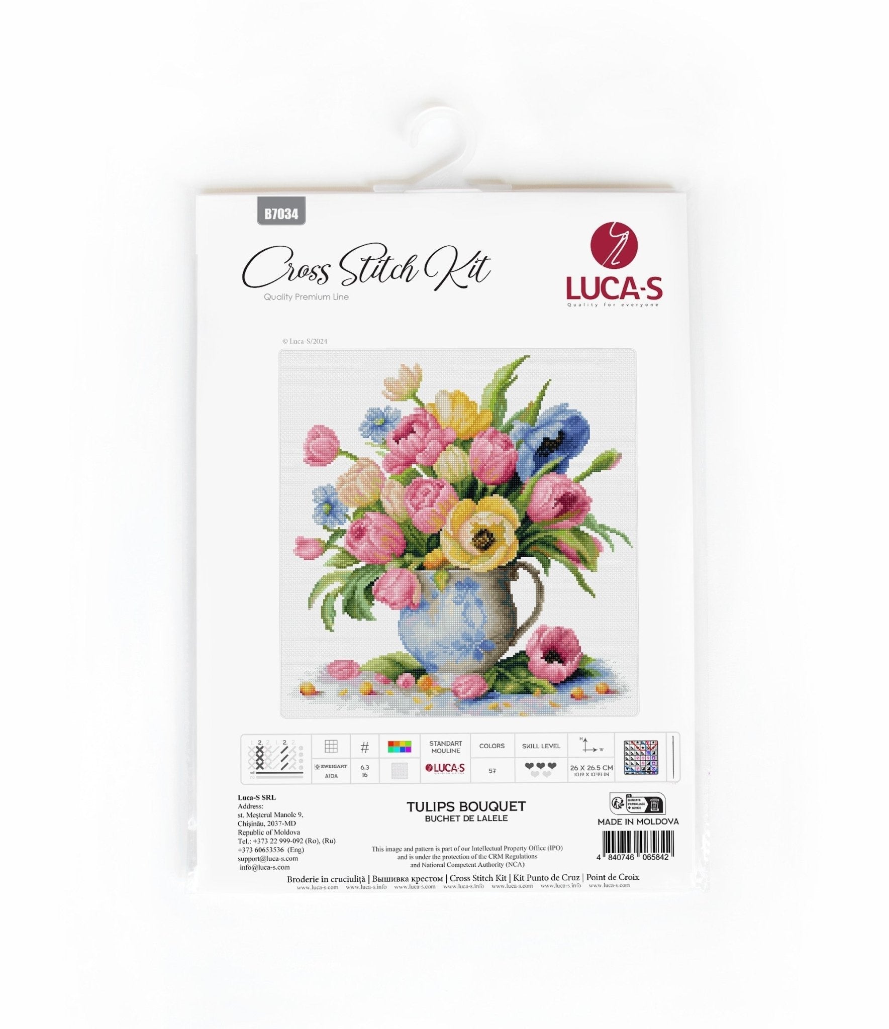 Cross Stitch Kit Luca - S - Tulips Bouquet, B7034 - Luca - S Yarns