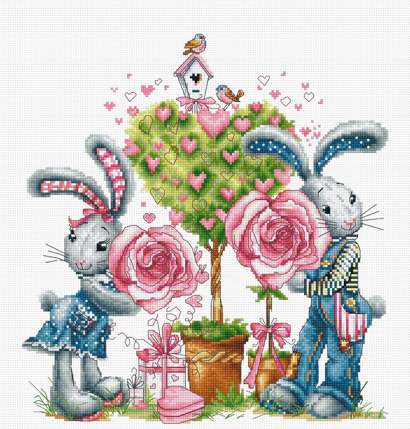 Cross Stitch Kit Luca - S - Valentine&#39;s Day - Bunnies B1124 - Luca - S Yarns