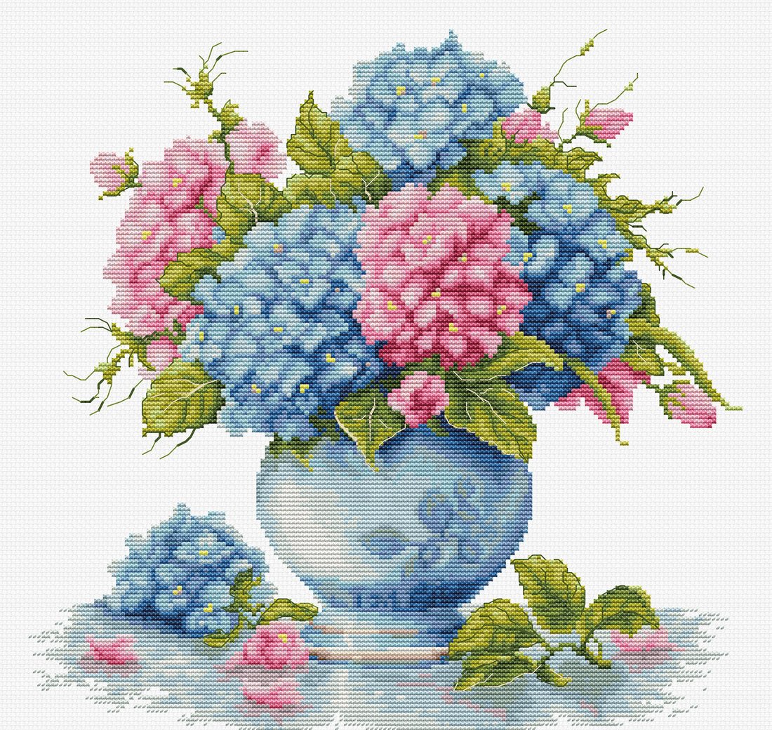 Cross Stitch Kit Luca - S - Vase with Hydrangea, B7033 - Luca - S Yarns