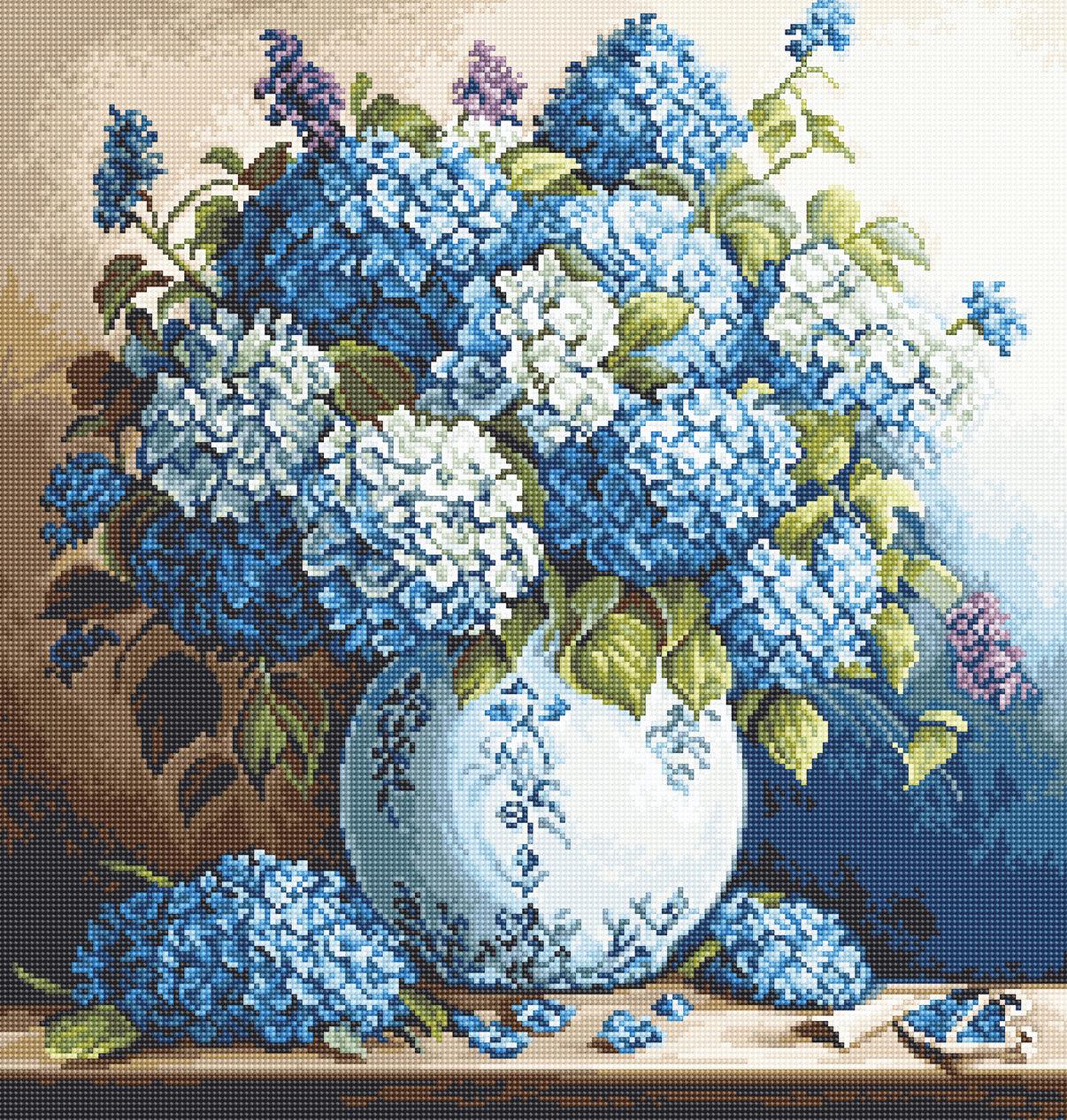 Cross Stitch Kit Luca - S - Vase with Hydrangeas, B700 - Luca - S Yarns
