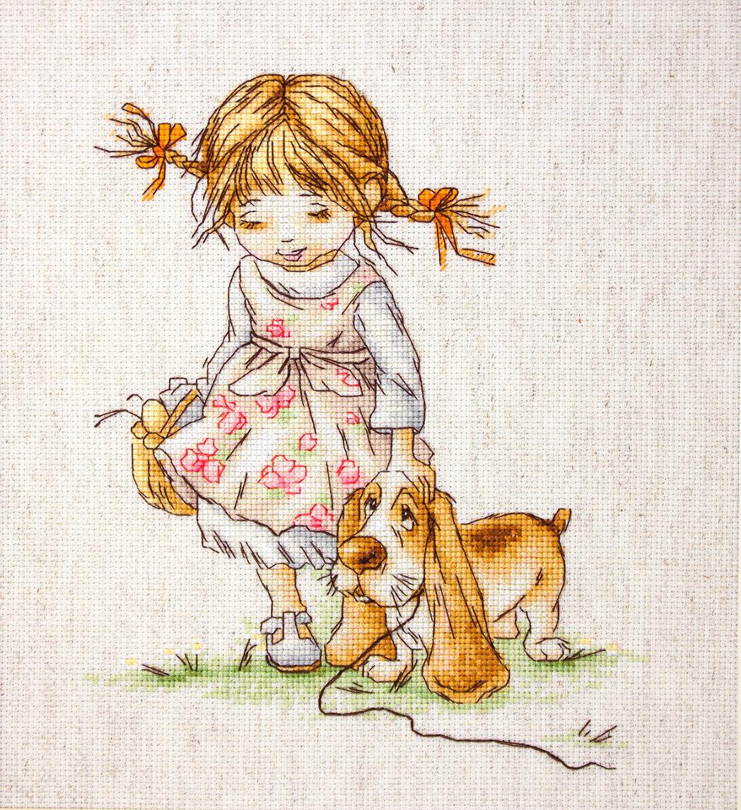 Cross Stitch Kit Luca - S - Walk with the dog, B1074 - Luca - S Yarns
