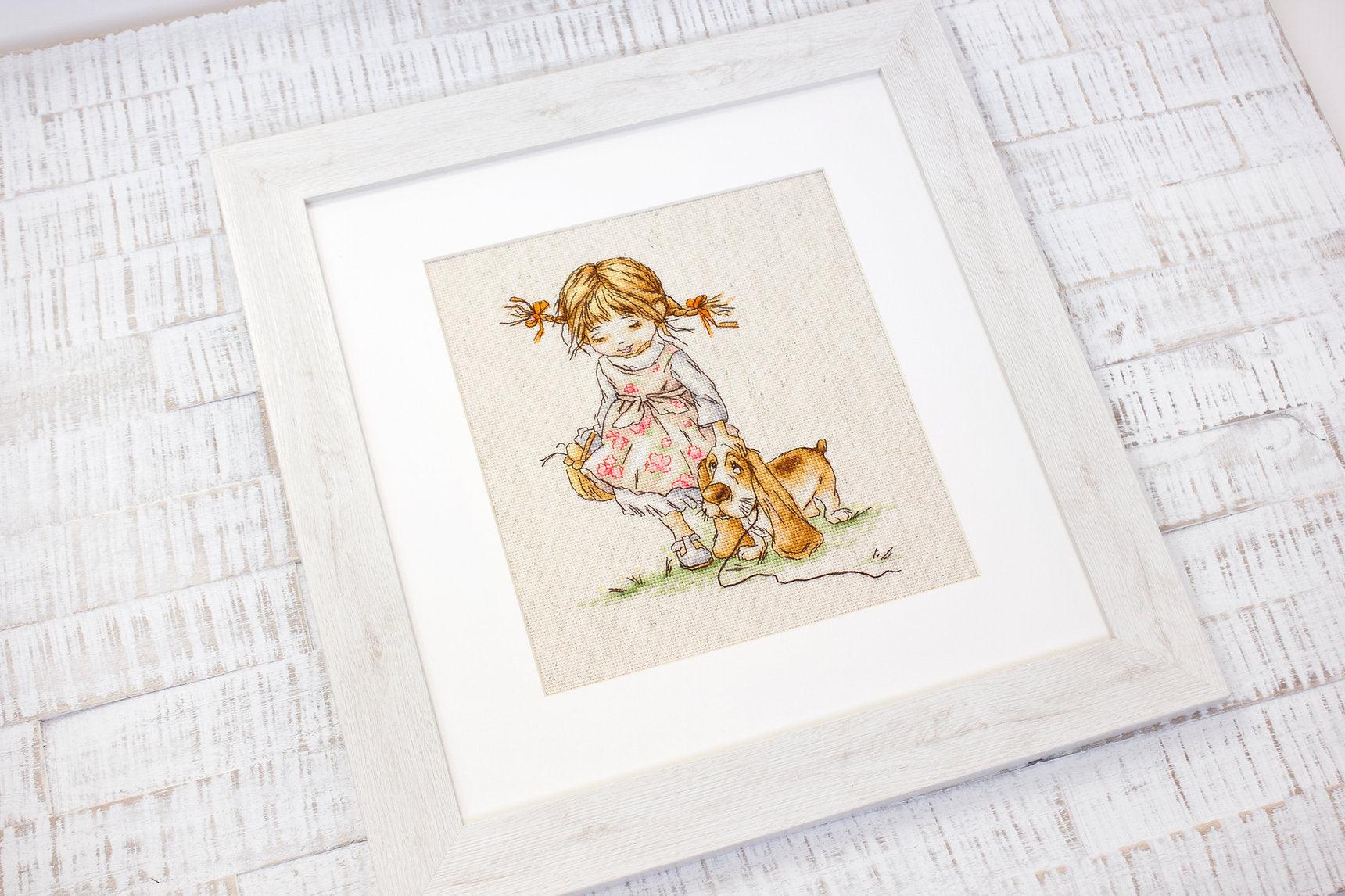 Cross Stitch Kit Luca - S - Walk with the dog, B1074 - Luca - S Yarns