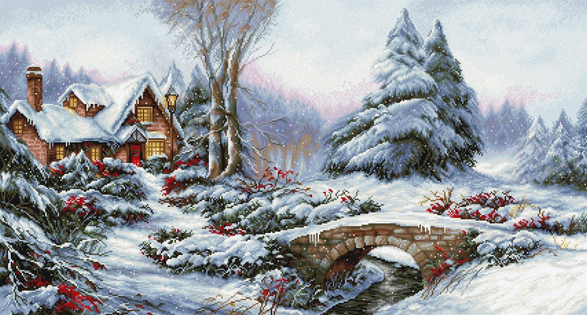 Cross Stitch Kit Luca - S - Winter Landscape, BU5002 - Luca - S Yarns