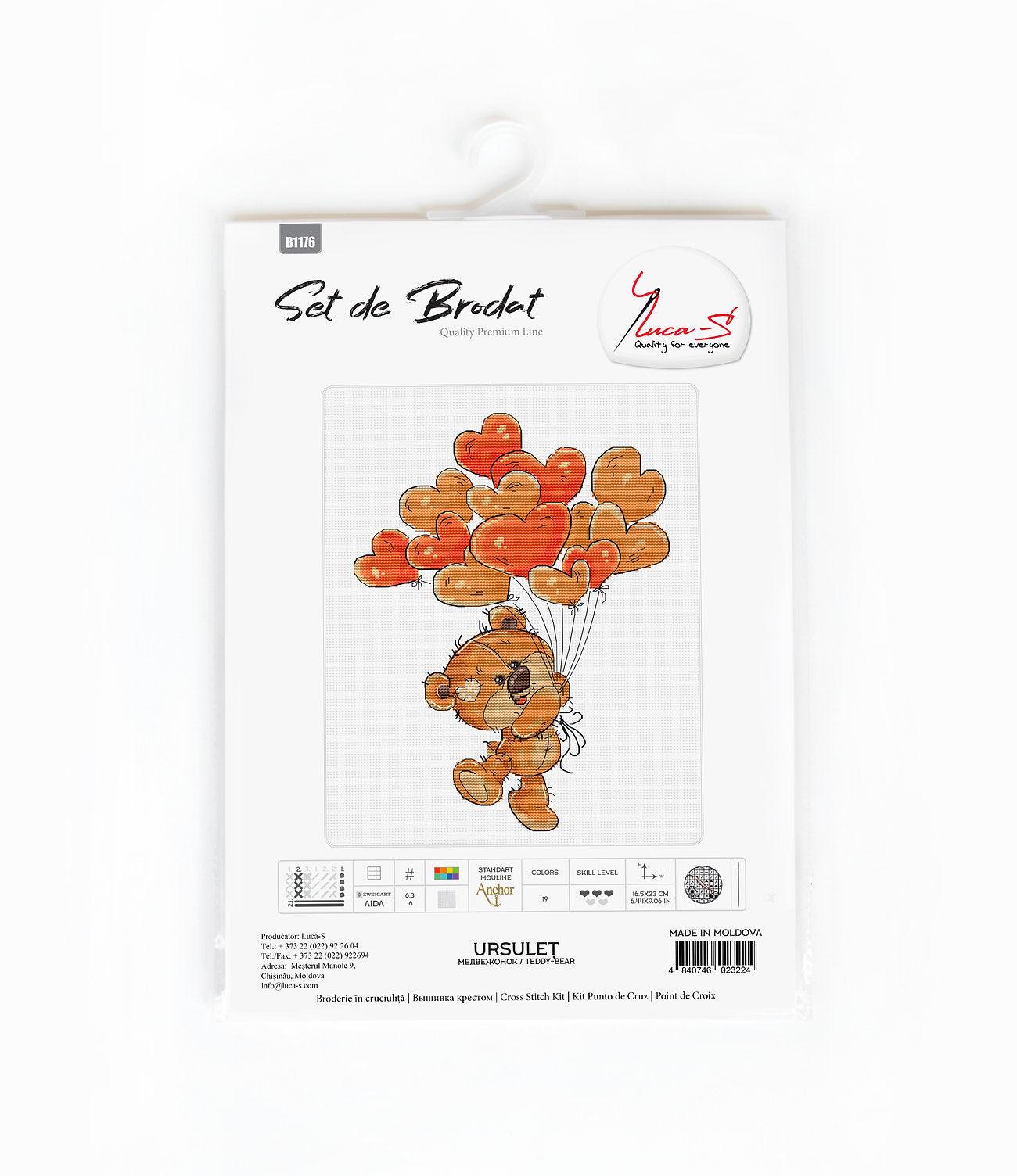 Cross Stitch Kit - Teddy Bear, B1176 - Luca - S Yarns