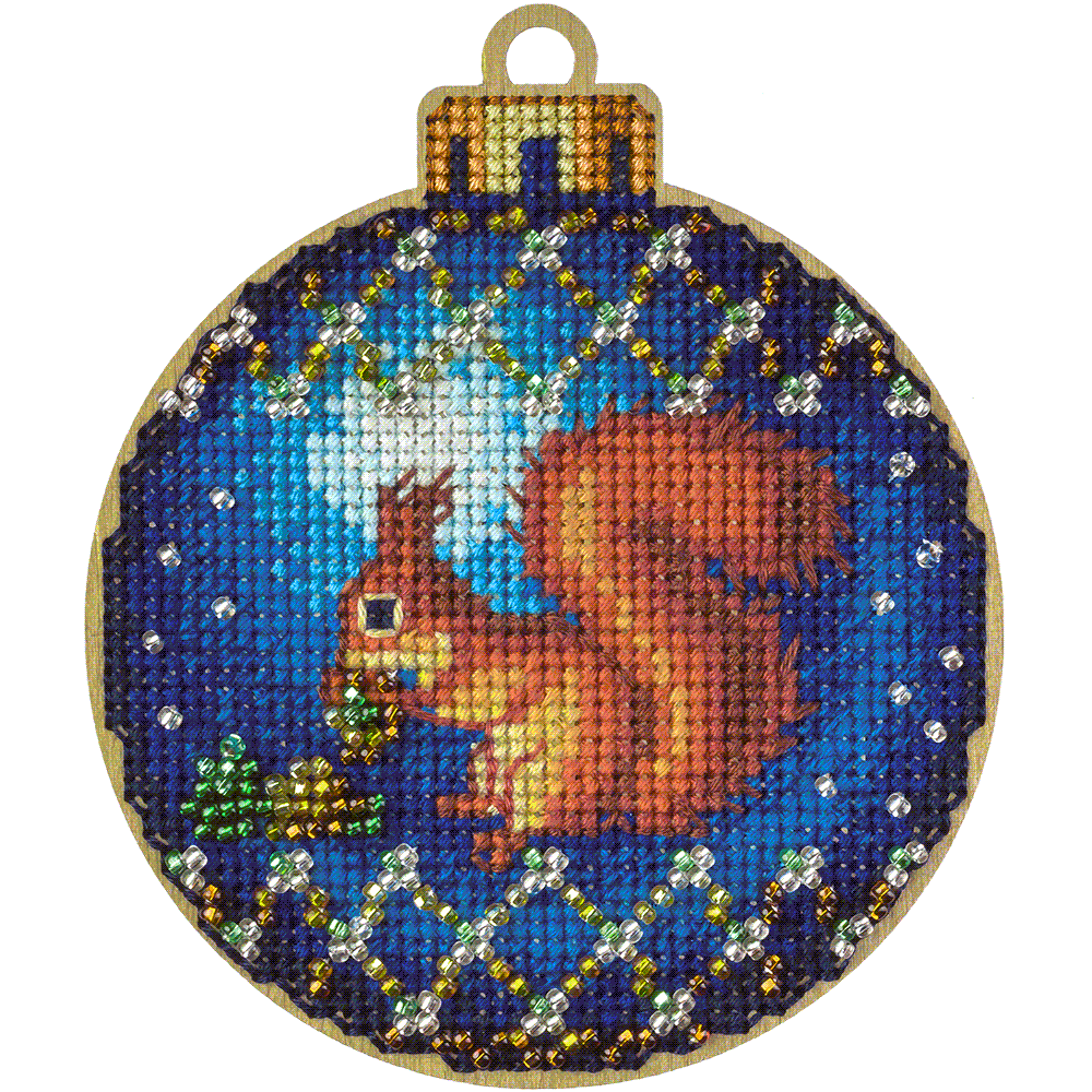 Cross Stitch Kit with Beads on Wood - Luca - S Yarns