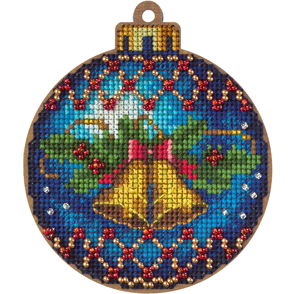 Cross Stitch Kit with Beads on Wood - Luca - S Yarns