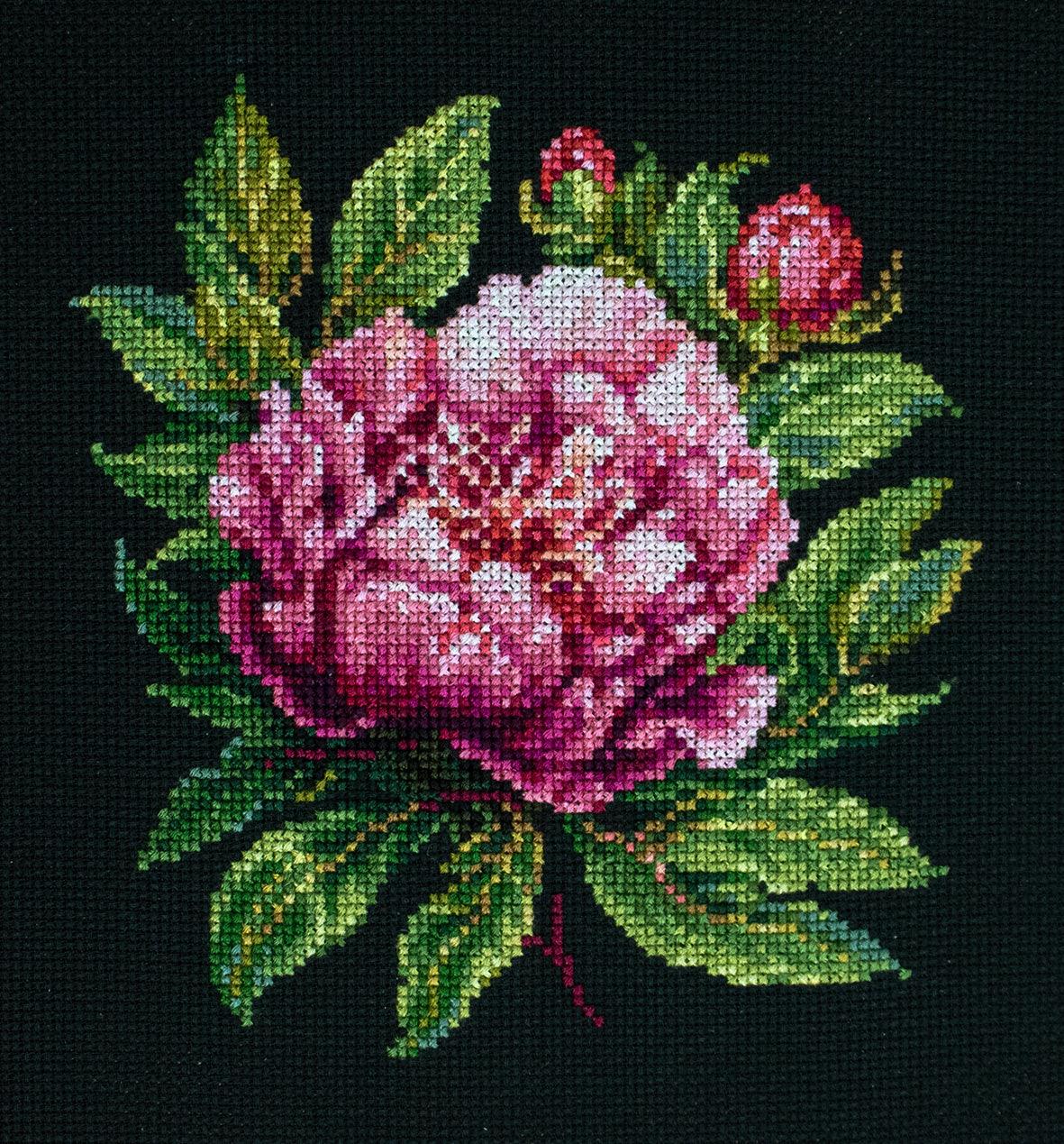 Cross Stitch Kit with Hoop Included Luca - S - BC204 ’’Peter Brand’’ Peony - Luca - S Yarns