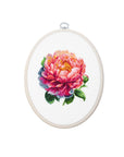 Cross Stitch Kit with Hoop Included Luca - S - BC205 ’’Coral Charm’’ Peony - Luca - S Yarns