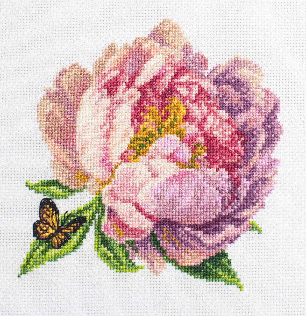 Cross Stitch Kit with Hoop Included Luca - S - BC206 ’’Rozella’’ Peony - Luca - S Yarns